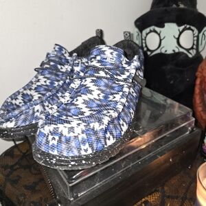 Hey Dude Blue and White Slip-On Shoes Size 11